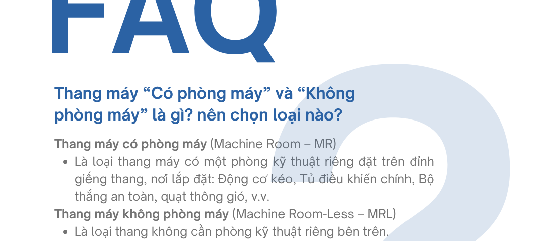 Hướng dẫn chọn thang máy có phòng máy và không phòng máy