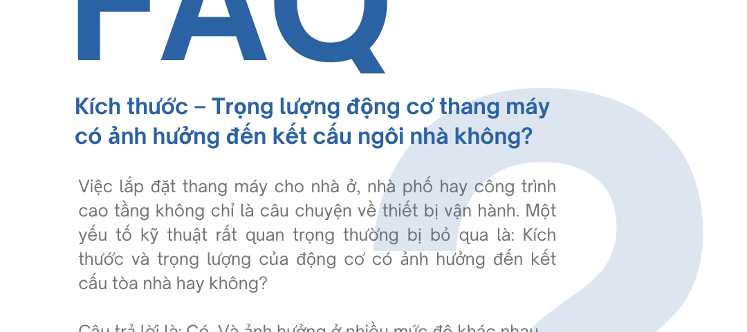 Kích thước – Trọng lượng động cơ thang máy có ảnh hưởng đến kết cấu tòa nhà không